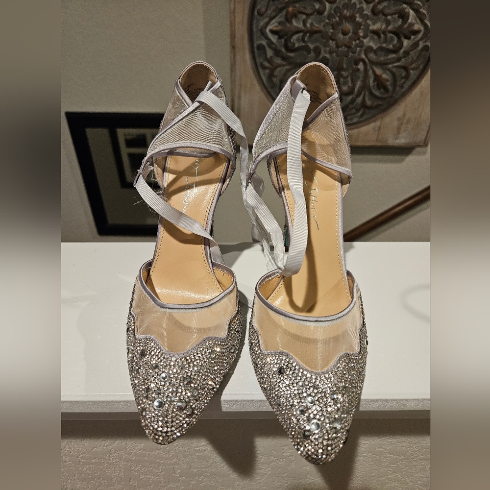Elegant Silver Embellished Women's Shoes